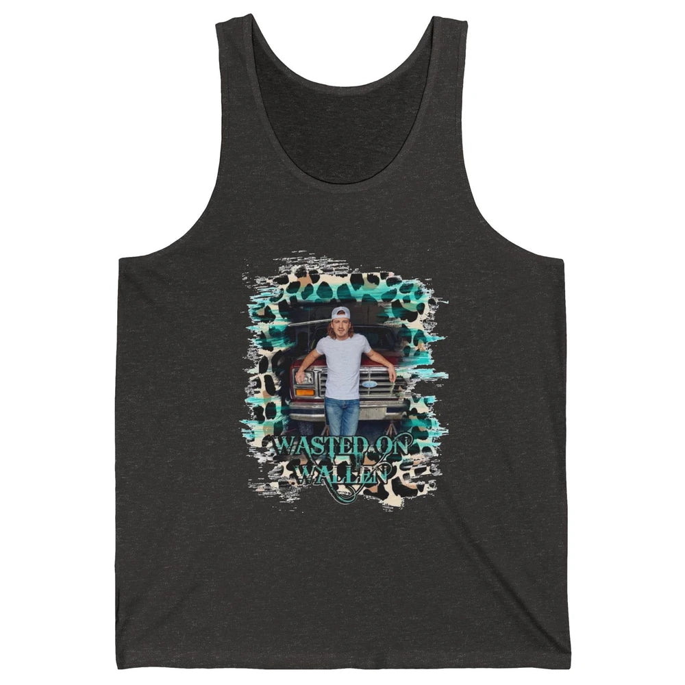 Retro Leopard Wasted On Wallen Turquoise Western Country Unisex Jersey Tank