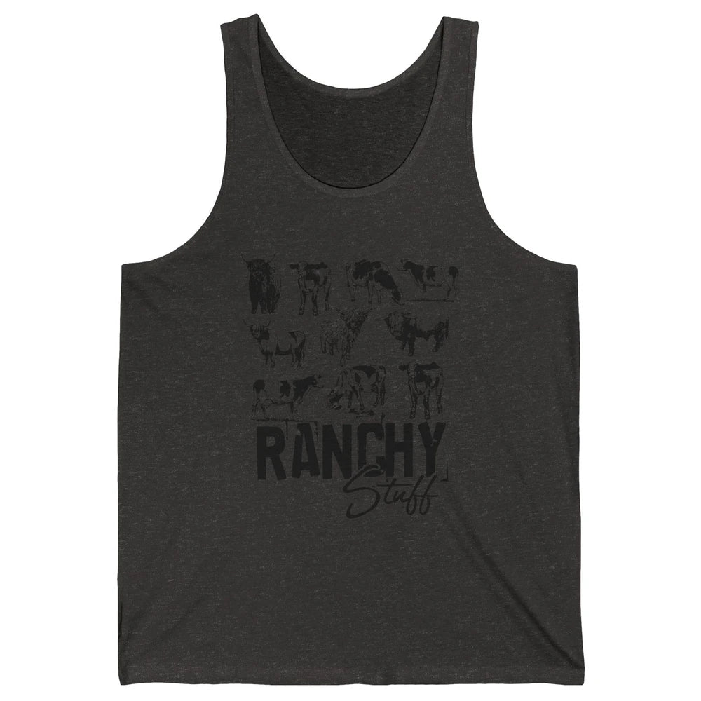 Retro Highland Cow Heifer Ranchy Stuff Western Country Gift Unisex Jersey Tank