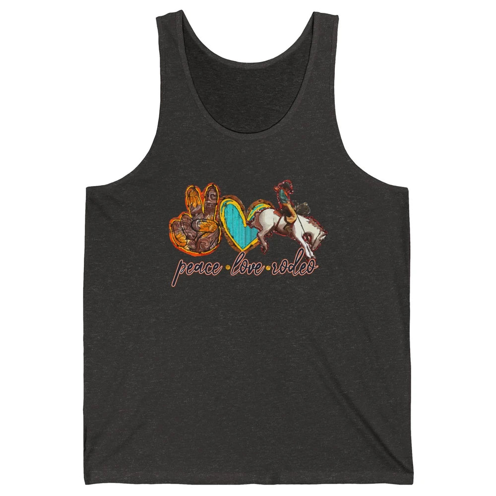 Retro Peace Love Rodeo Cowboy Boots Western Country Cowgirl Unisex Jersey Tank