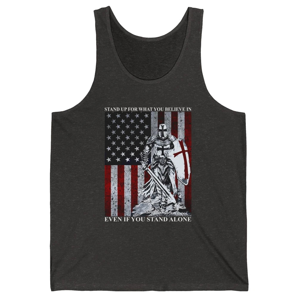 Retro Knight Templar US Flag Stand For What You Believe In Unisex Jersey Tank