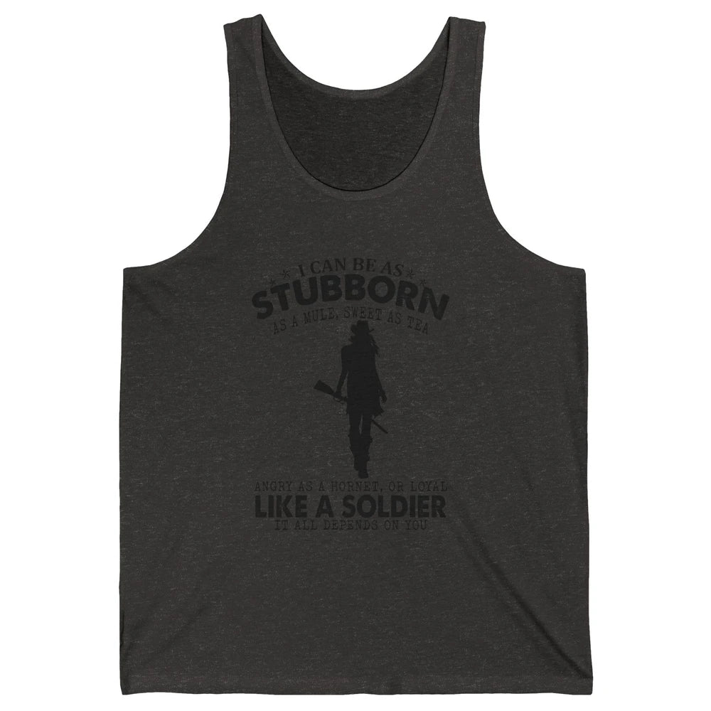Retro Cowgirl Stubborn As Mule Sweet As Tea Western Country Unisex Jersey Tank