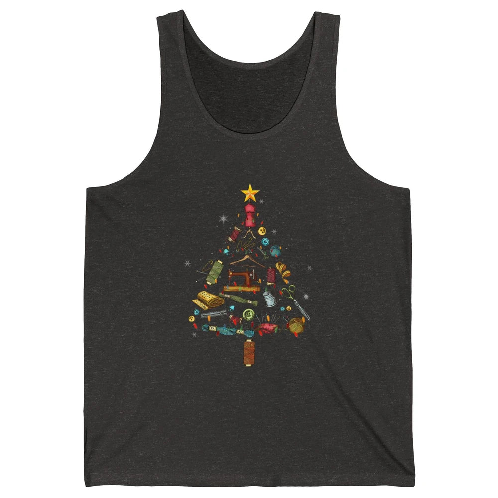 Merry Christmas Sewing Yarn Quilting Xmas Tree Sew Machine Unisex Jersey Tank