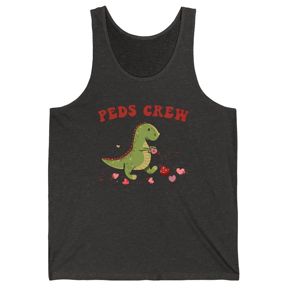 Pediatric Nurse Valentines Dinosaur Peds Crew Valentines Day Unisex Jersey Tank