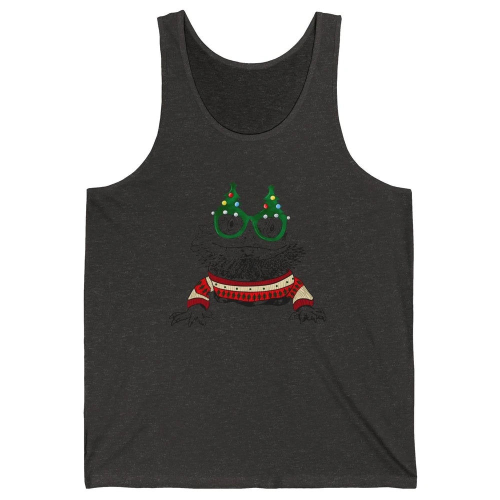 Christmas Bearded Dragon Glasses Animal Merry Xmas Gift Unisex Jersey Tank