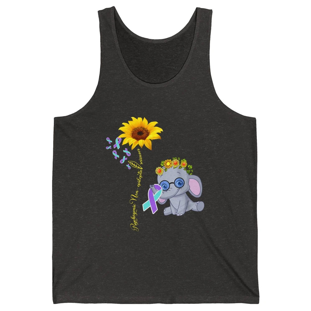 PNES Awareness Purple Teal Ribbon Sunflower Baby Elephant Unisex Jersey Tank