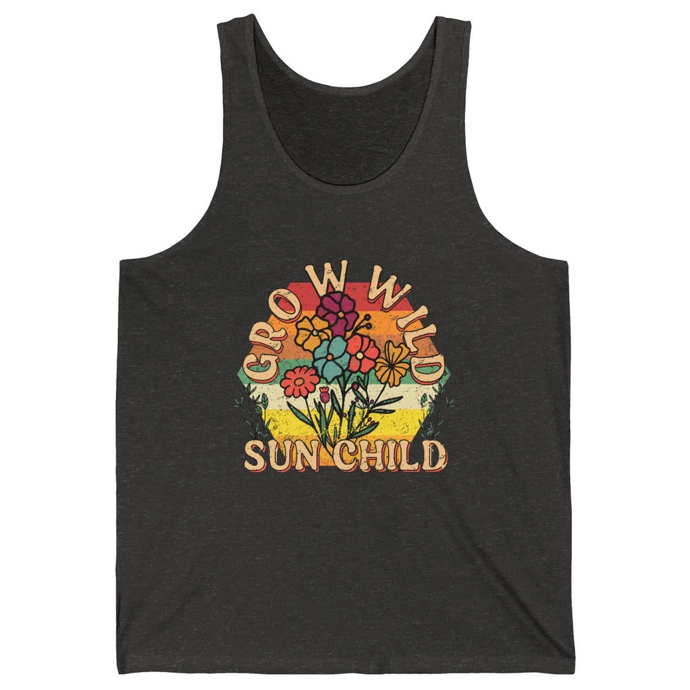 Retro Grow Wild Sun Child 70s Aesthetic Boho Western Summer Unisex Jersey Tank