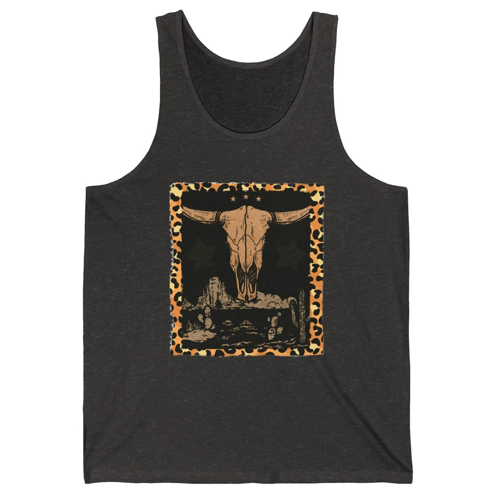 Retro Desert Cactus Cow Horn Skull Western Country Cowboy Unisex Jersey Tank