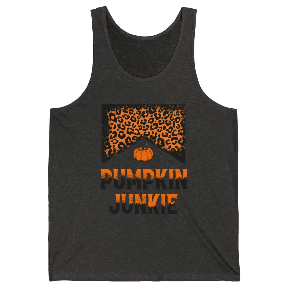 Retro Pumpkin Junkie Leopard Thanksgiving Western Country Unisex Jersey Tank