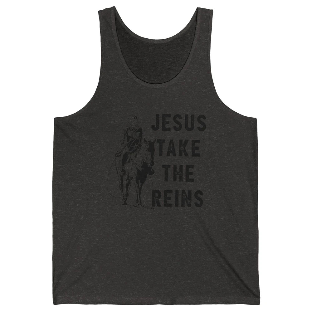 Retro Christian Cowboy Horsing Jesus Take The Reins Western Unisex Jersey Tank