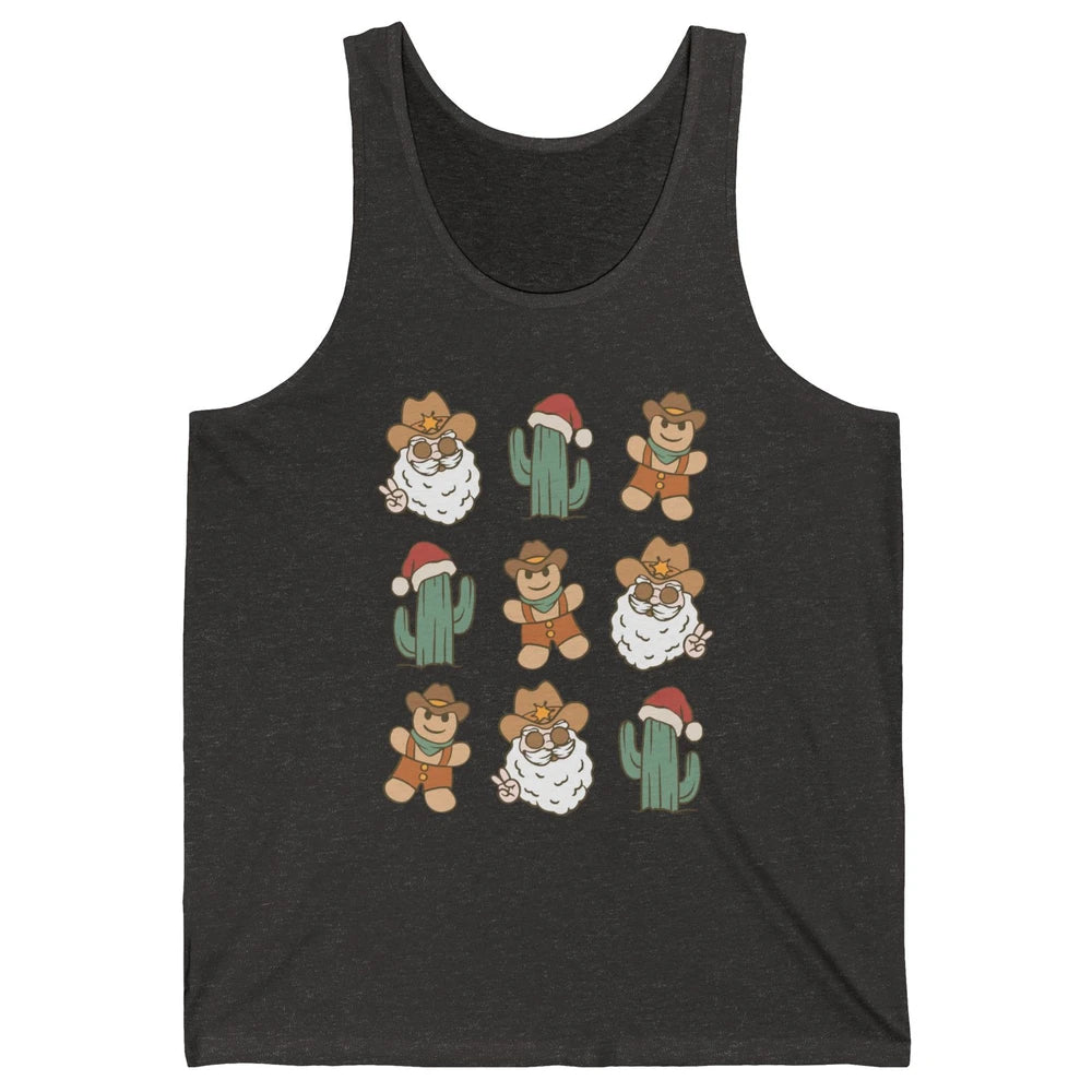 Cowboy Santa Gingerbread Desert Cactus Western Country Xmas Unisex Jersey Tank