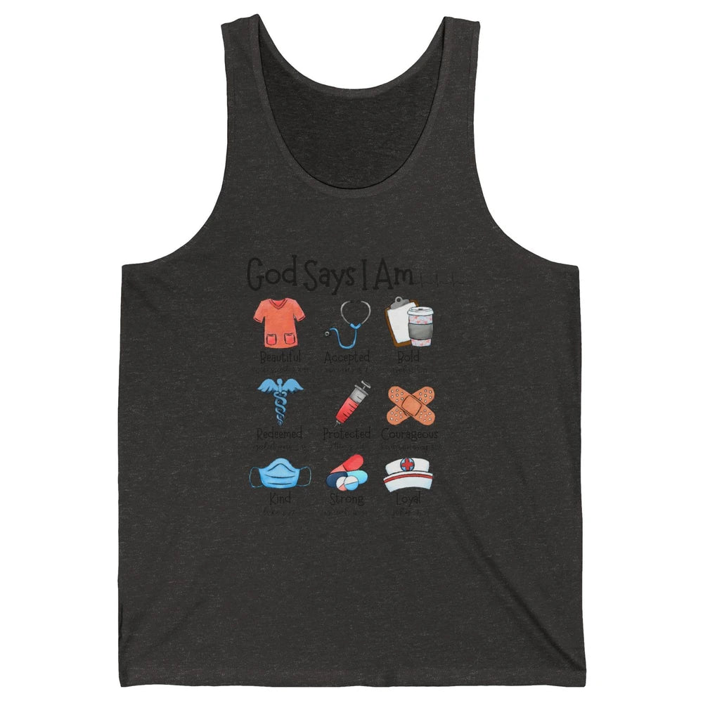 Nurse Christian God Says I Am Bible Verse Religious Western Unisex Jersey Tank