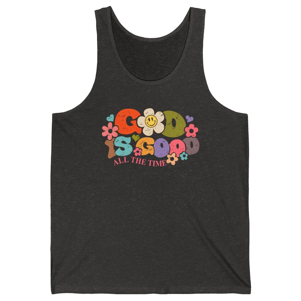Retro Groovy God Is Good All The Time Christian Religious Unisex Jersey Tank