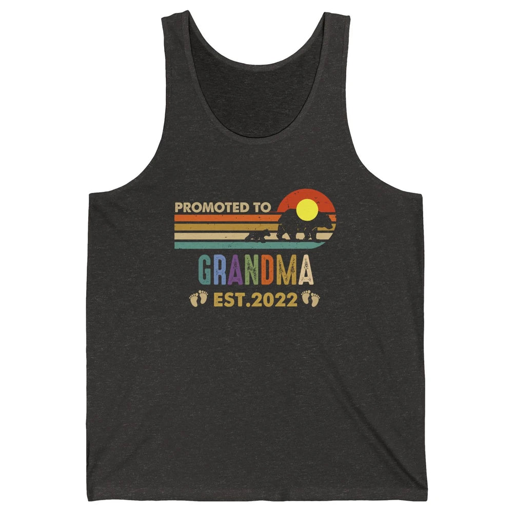 Retro Bear Sunset Promoted To Grandma Est 2022 Pregnancy Unisex Jersey Tank