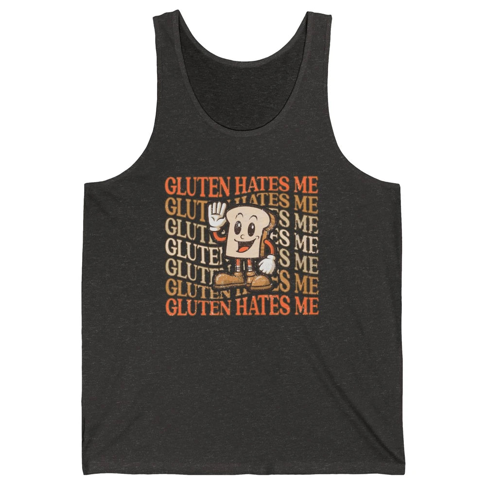 Funny Gluten Hates Me Retro Gluten Free Bread Celiac Disease Unisex Jersey Tank