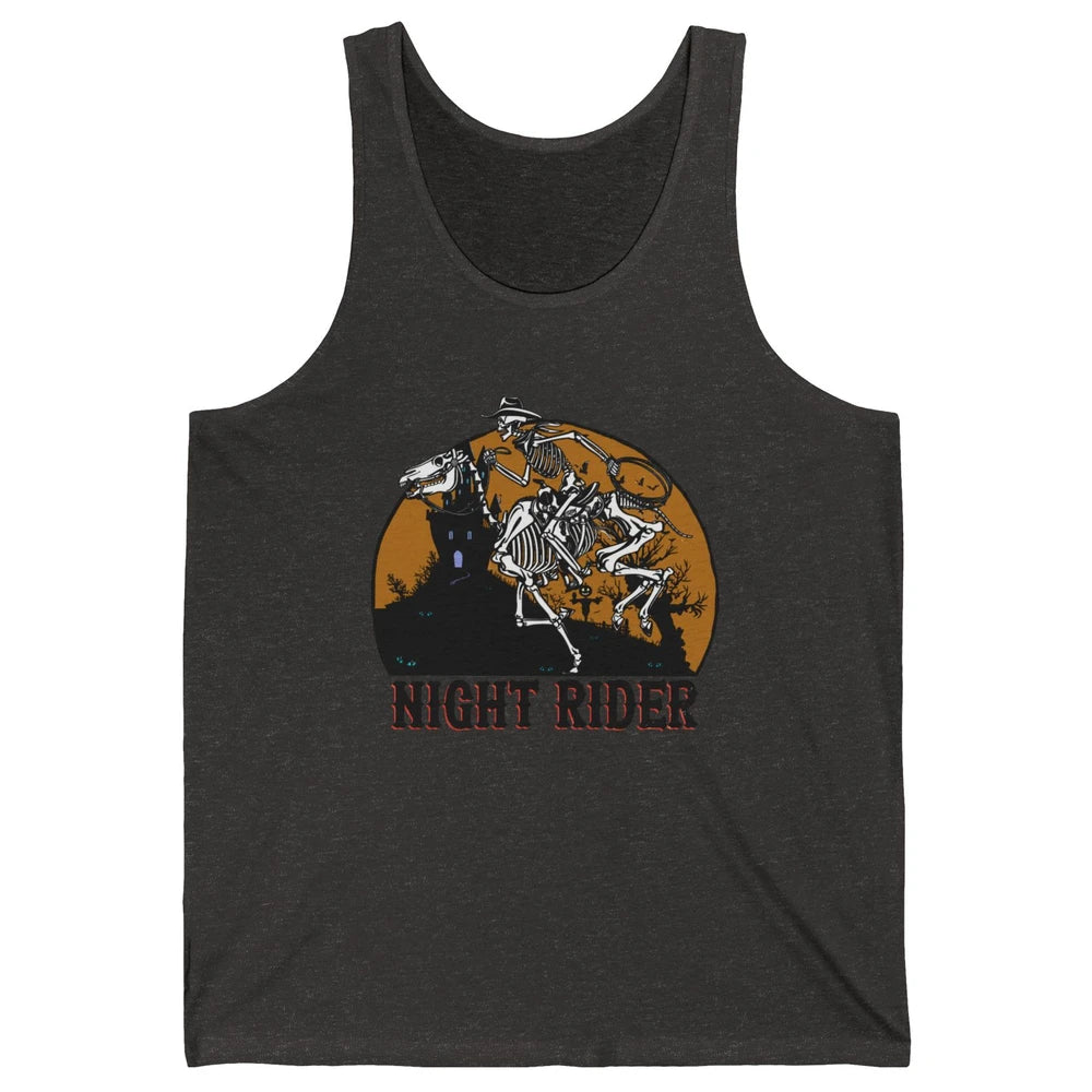 Cowboy Skeleton Bucking Horse Night Rider Western Halloween Unisex Jersey Tank