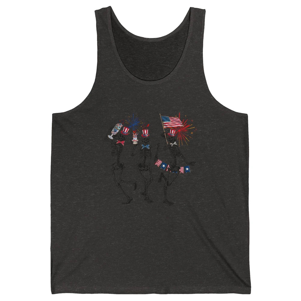 4th July Independence Day Dancing Skeletons America Flag Unisex Jersey Tank