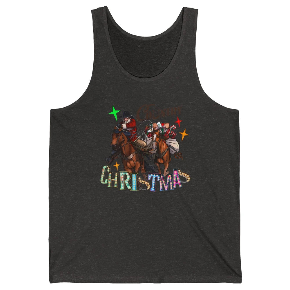 Santa Claus Country Christmas Y'all Western Country Cowboy Unisex Jersey Tank