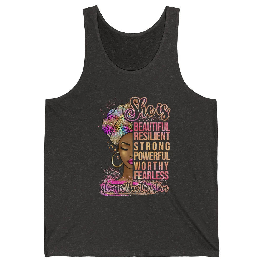 Afro Woman Strong Than Storm Melanin African American Woman Unisex Jersey Tank
