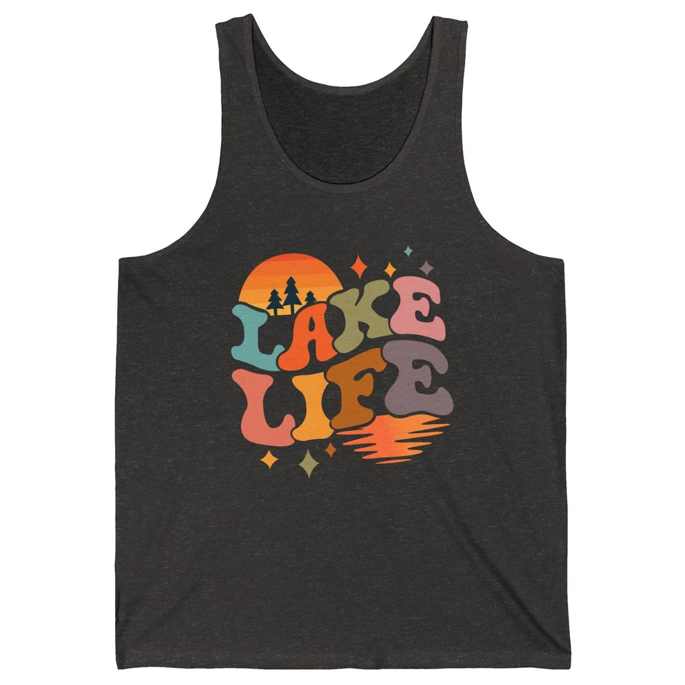 Retro Lake Life Vintage Lake Sunrise Boating Summer Trip Unisex Jersey Tank