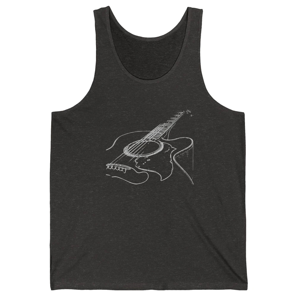 Retro Acoustic Guitar Guitarist Musician Music Lovers Gift Unisex Jersey Tank