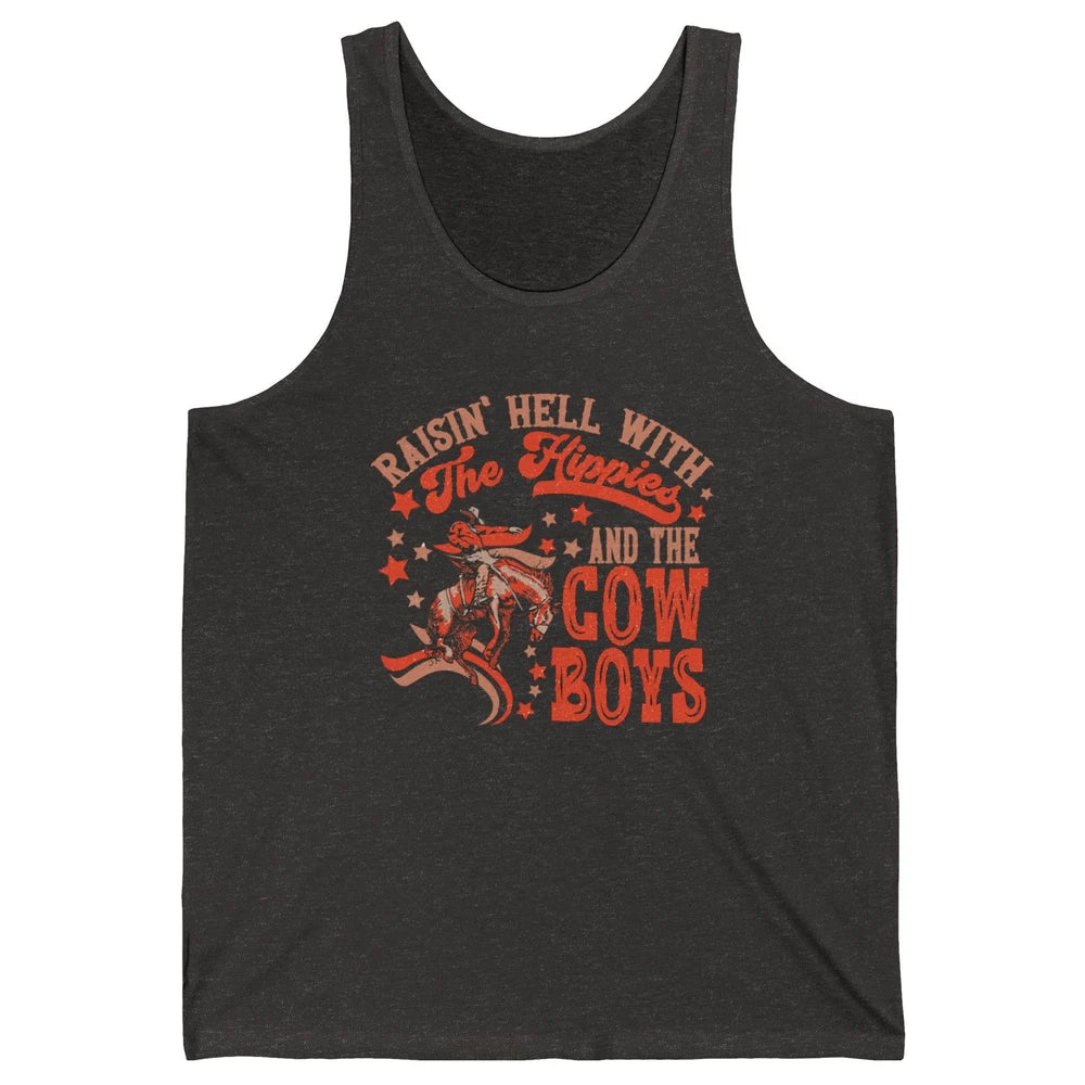 Retro Cowboy Horsing Rasing Hell With Hippie Western Country Unisex Jersey Tank
