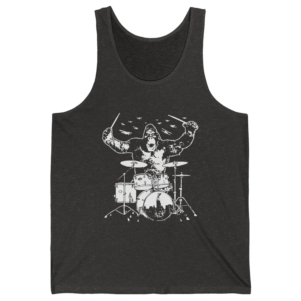 Retro Gorilla Drumming Drummers Gift Percussionists Unisex Jersey Tank