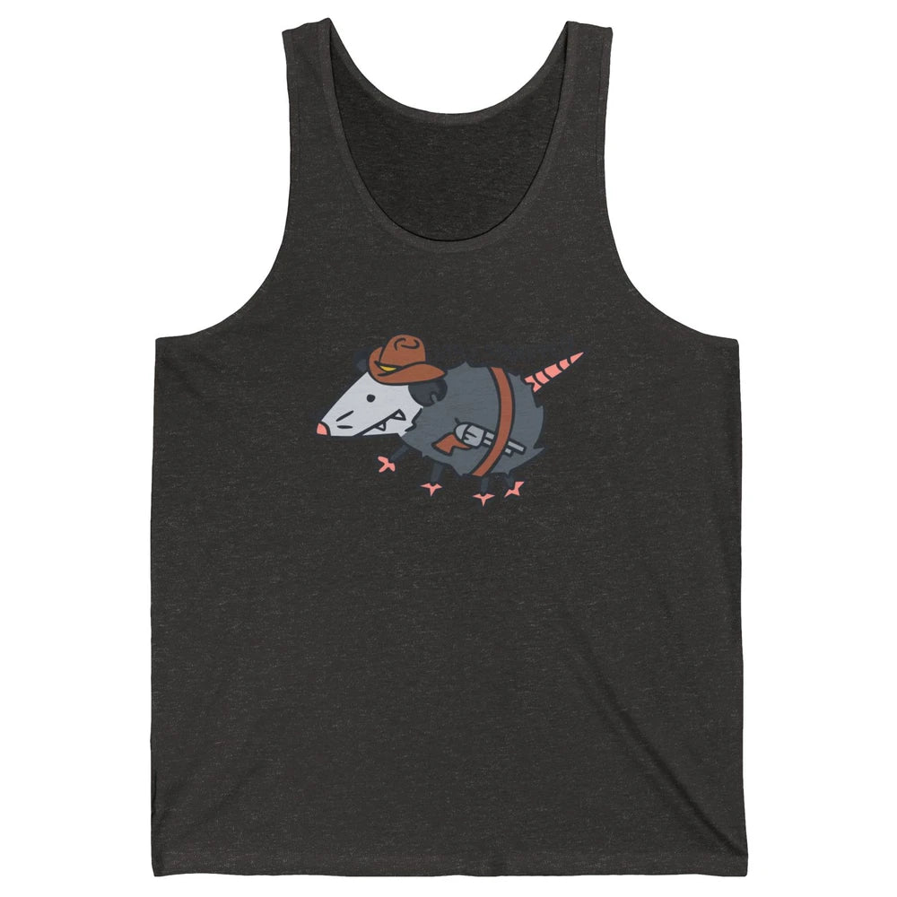 Retro Cowboy Opossum Stay Trapped Western Country Opossum Unisex Jersey Tank