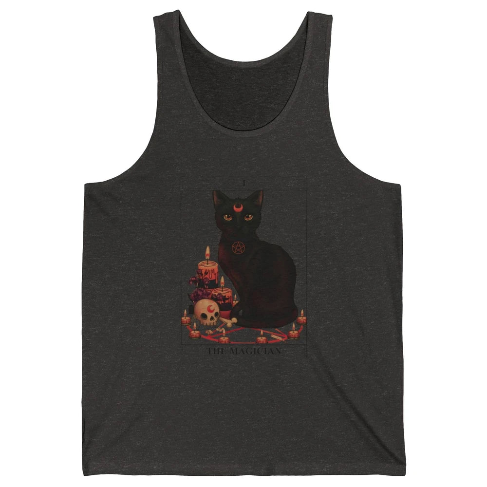 Retro Halloween Gothic Cat The Magician Tarot Witchcraft Unisex Jersey Tank