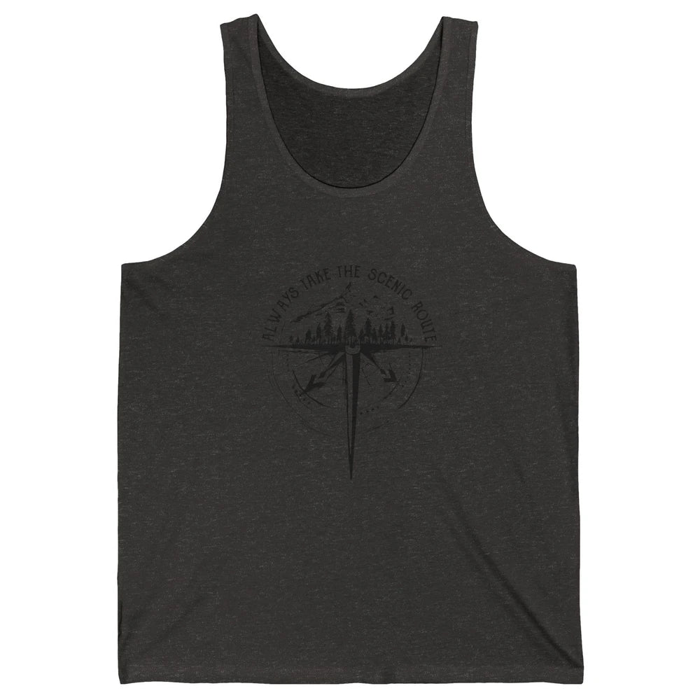 Outdoor Hiking Always Take Scenic Route Hiker Vintage Camp Unisex Jersey Tank