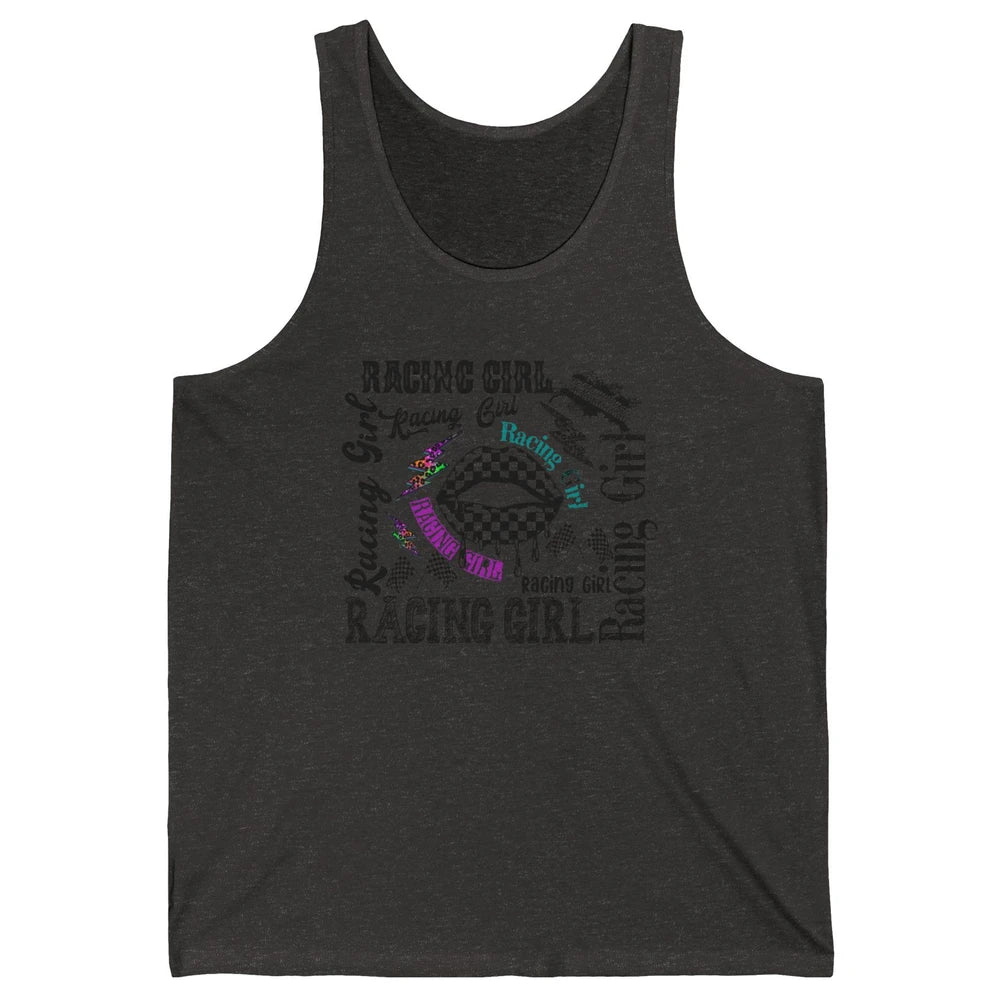 Racing Girl Lips It's Race Day Race Flag Race Lips Girl Gift Unisex Jersey Tank
