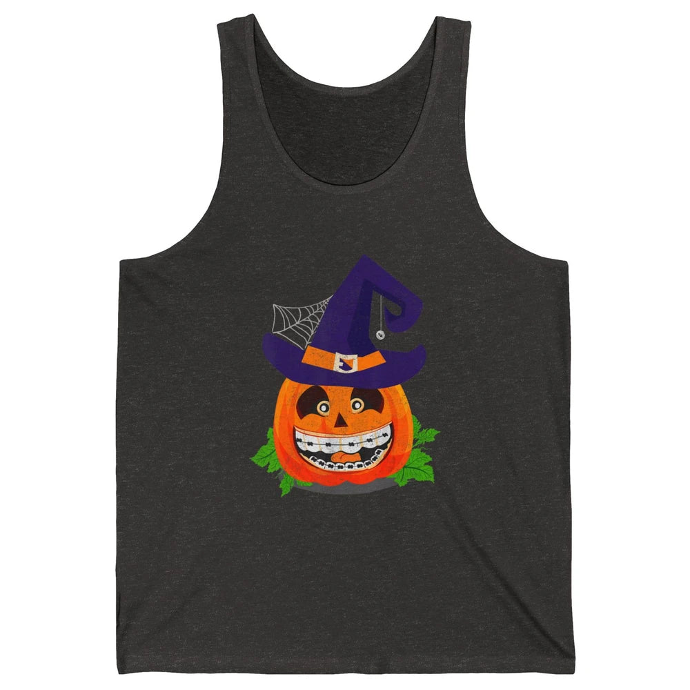 Pumpkin Witch Teeth Braces Dental Dentist Halloween Spooky Unisex Jersey Tank