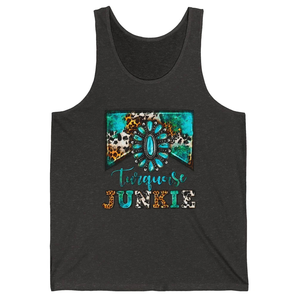 Retro Leopard Turquoise Junkie Gemstone Western Country Unisex Jersey Tank