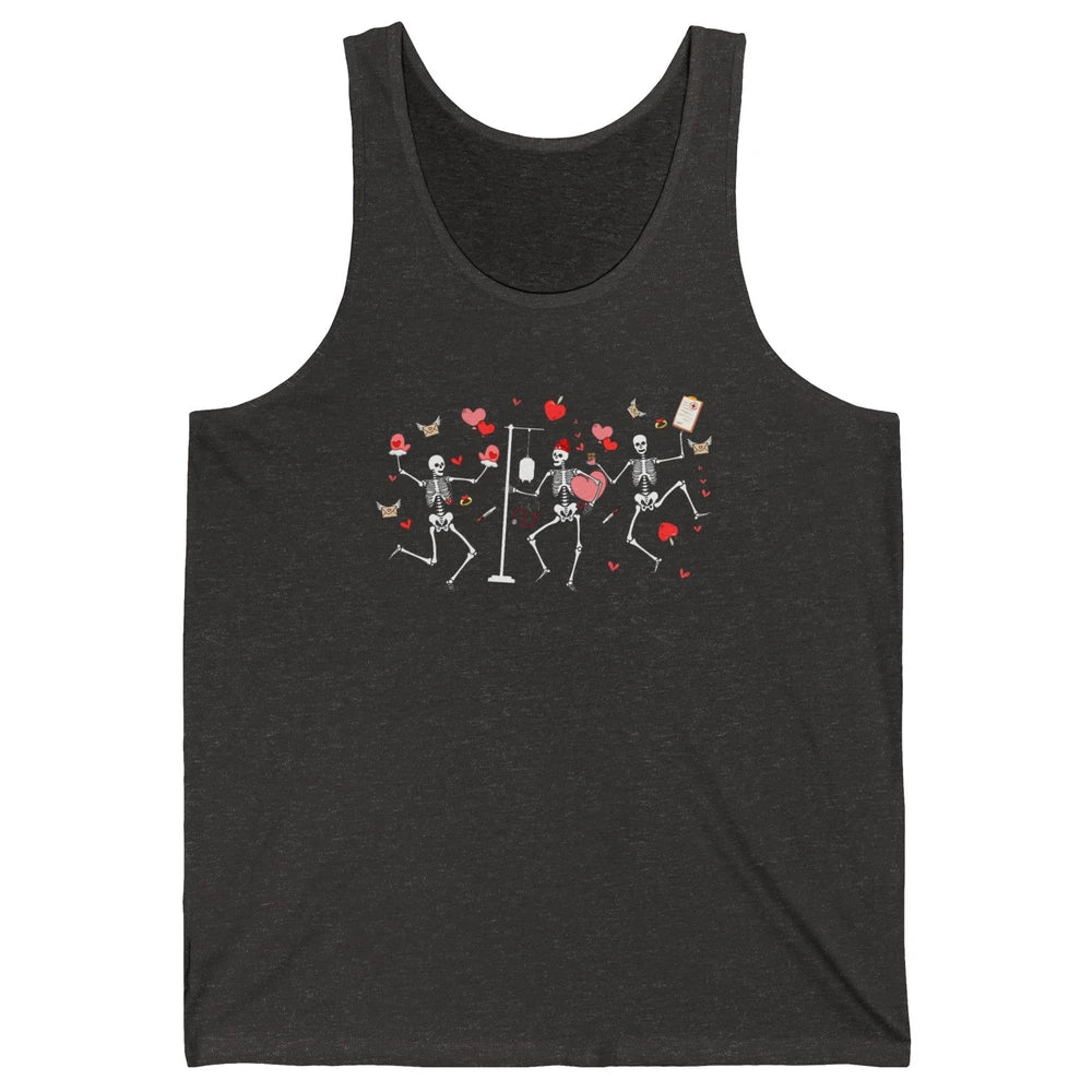Nurse Skeleton Dance Roses Are Red Inside I'm Dead Valentine Unisex Jersey Tank