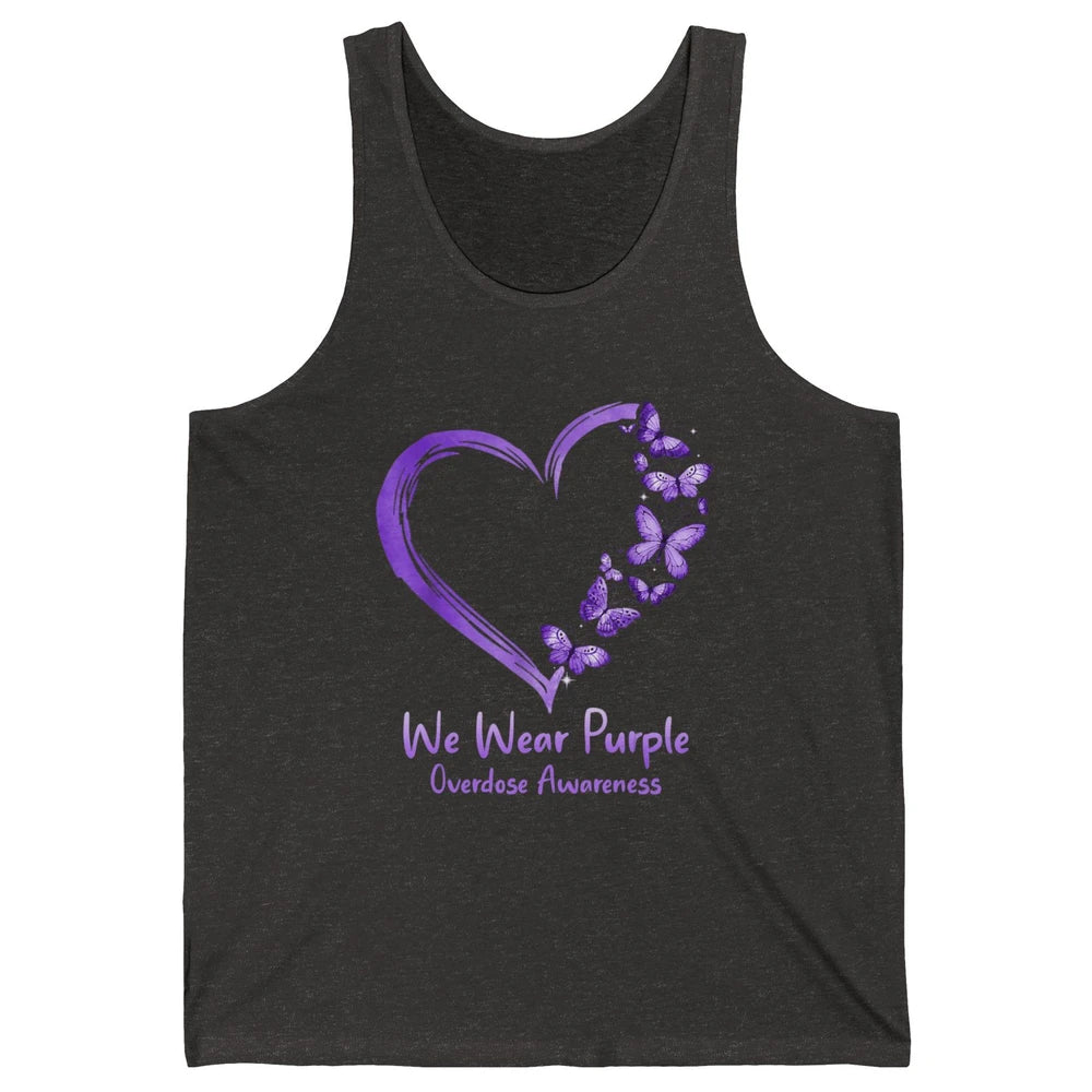 Overdose Awareness Month Love Purple Butterfly Heart Warrior Unisex Jersey Tank