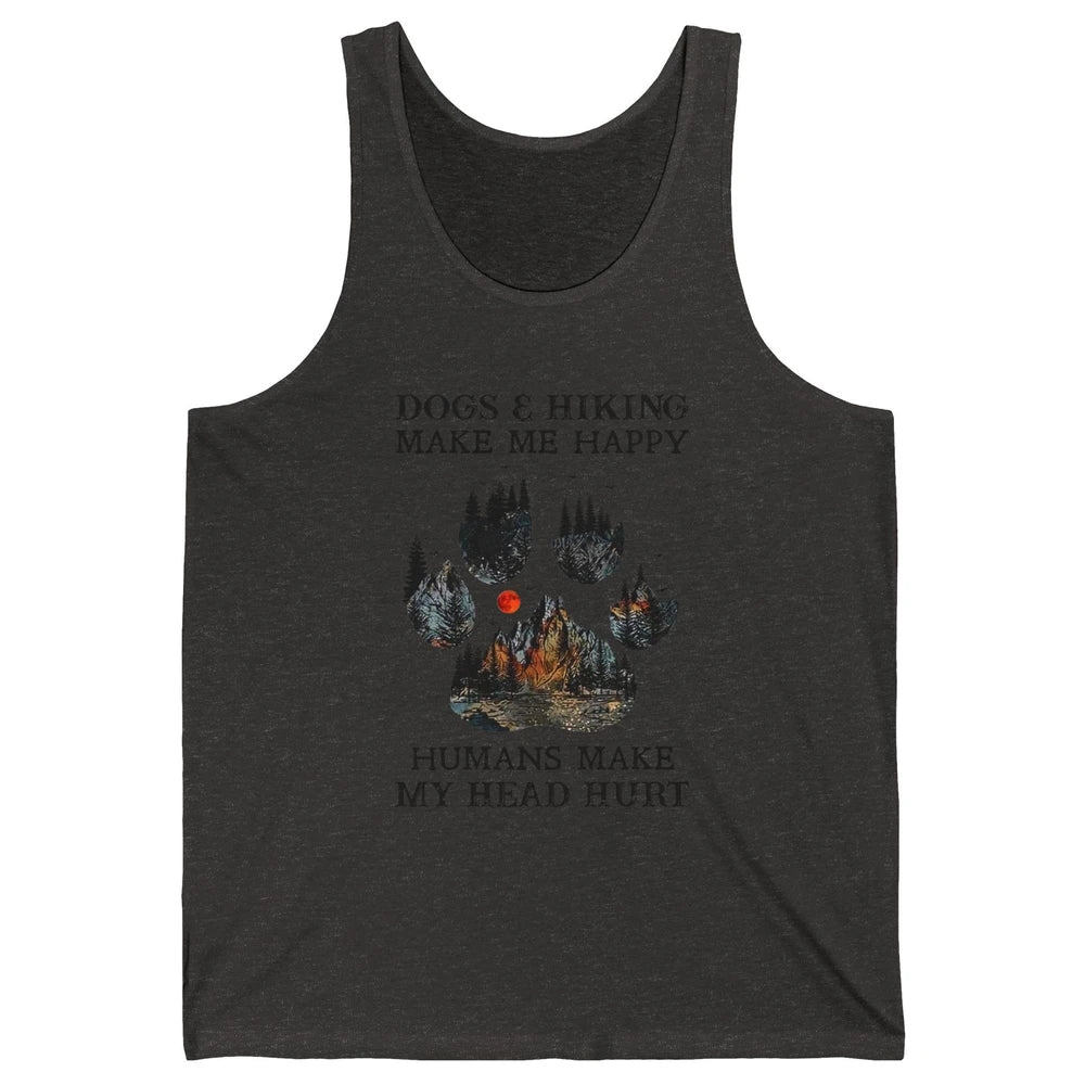 Retro Mountain Dogs & Hiking Make Me Happy Dogs Paws Camping Unisex Jersey Tank