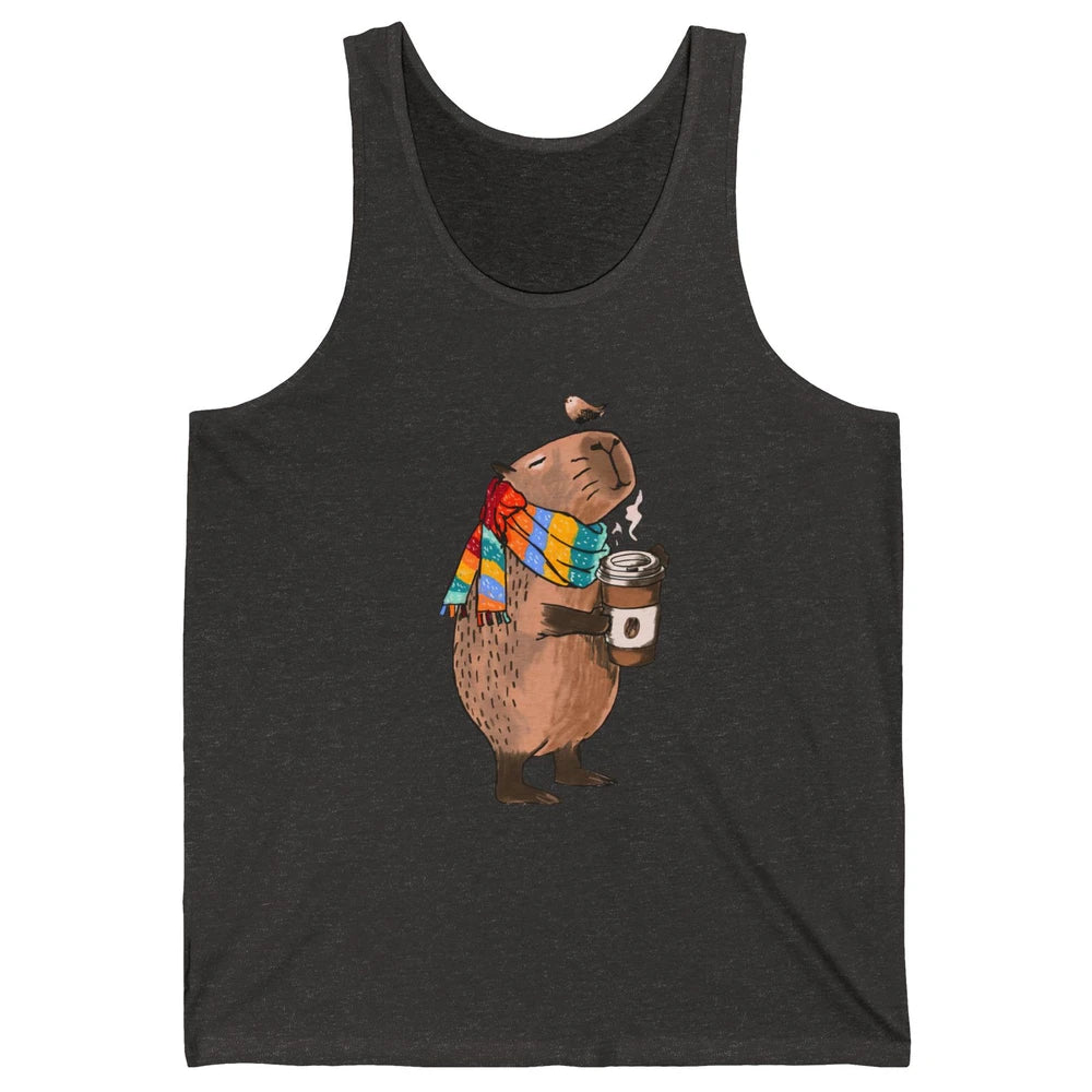 Retro Capybara Drinking Coffee Animal Stuffed Capybara Lover Unisex Jersey Tank