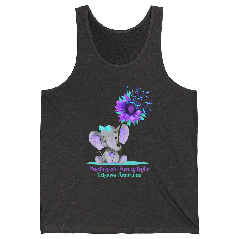 PNES Awareness Purple Teal Ribbon Sunflower Baby Elephant Unisex Jersey Tank