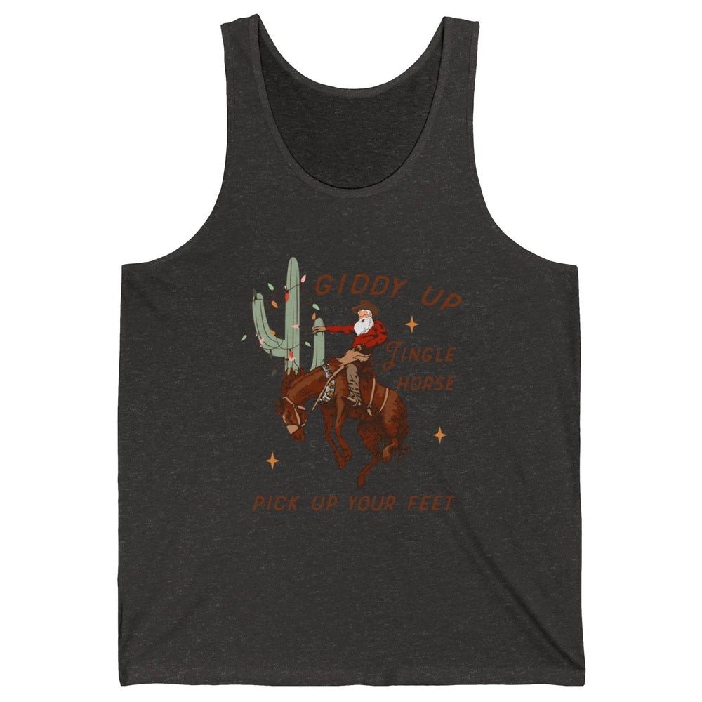 Cowboy Santa Horsing Giddy Up Jingle Horse Christmas Cactus Unisex Jersey Tank