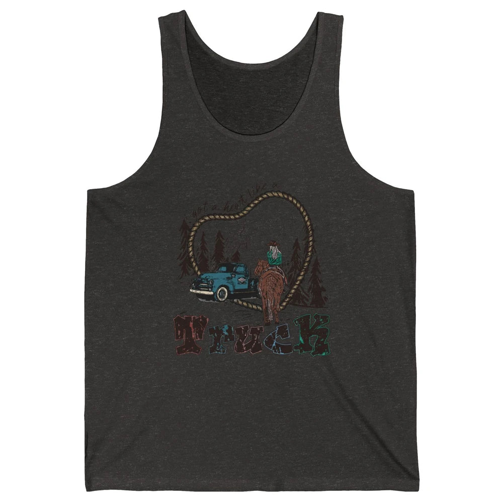 Retro Cowgirl Riding Got A Heart Like Truck Western Country Unisex Jersey Tank