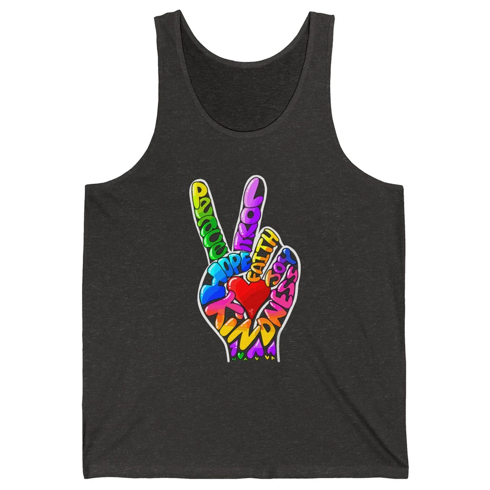 Peace Love Hope Joy Faith Kindness Word Christian Religious Unisex Jersey Tank