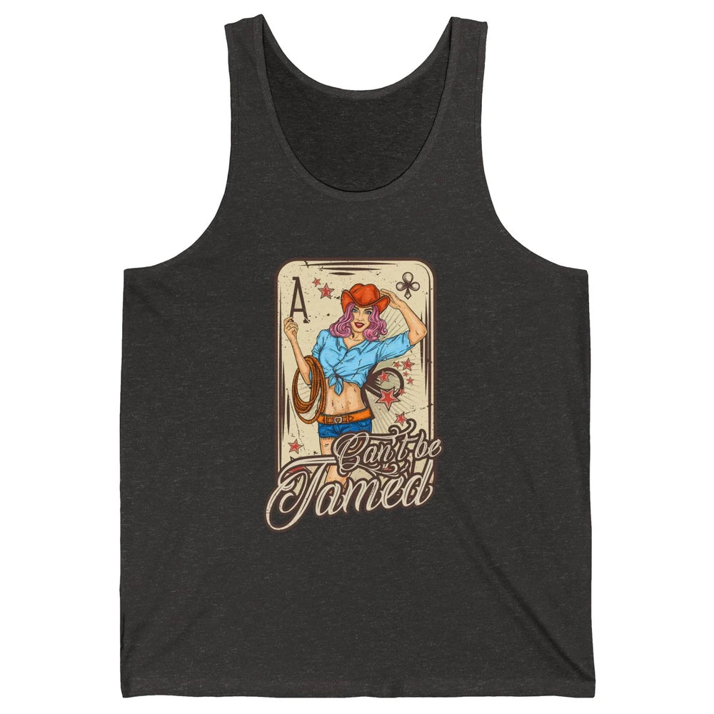 Retro Cowgirl Card Can't Be Tamed Western Country Midwest Unisex Jersey Tank