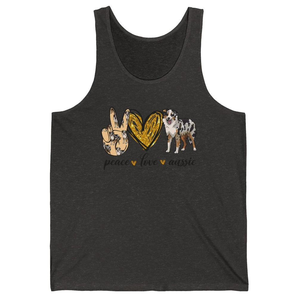 Peace Love Aussie Dog Lovers Australian Shepherd Dad Mom Unisex Jersey Tank