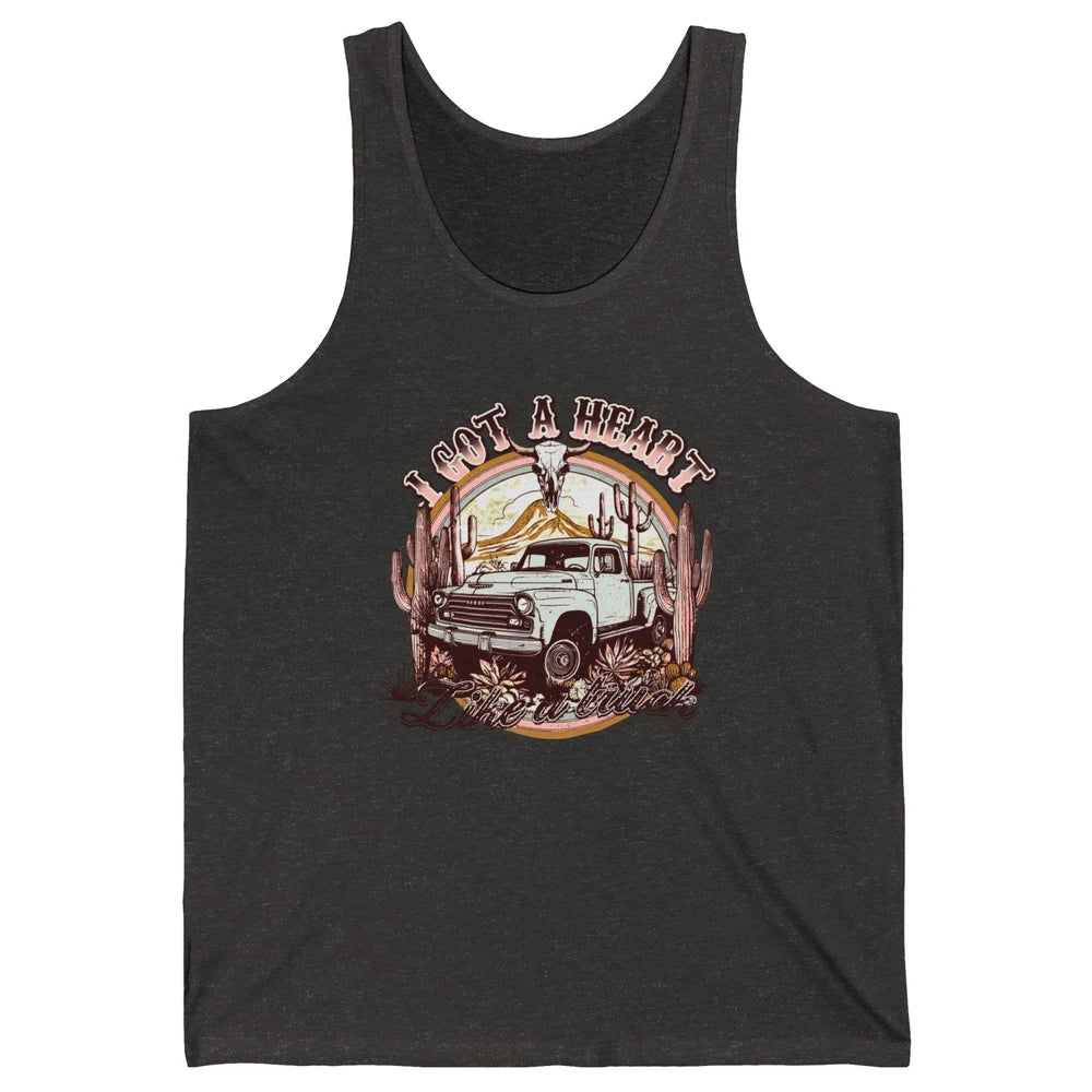 Retro Desert Bull Skull I Got A Heart Like A Truck Western Unisex Jersey Tank