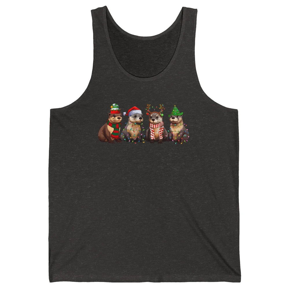 Otters Christmas Lights Sea Animal Christmas Otter Lovers Unisex Jersey Tank