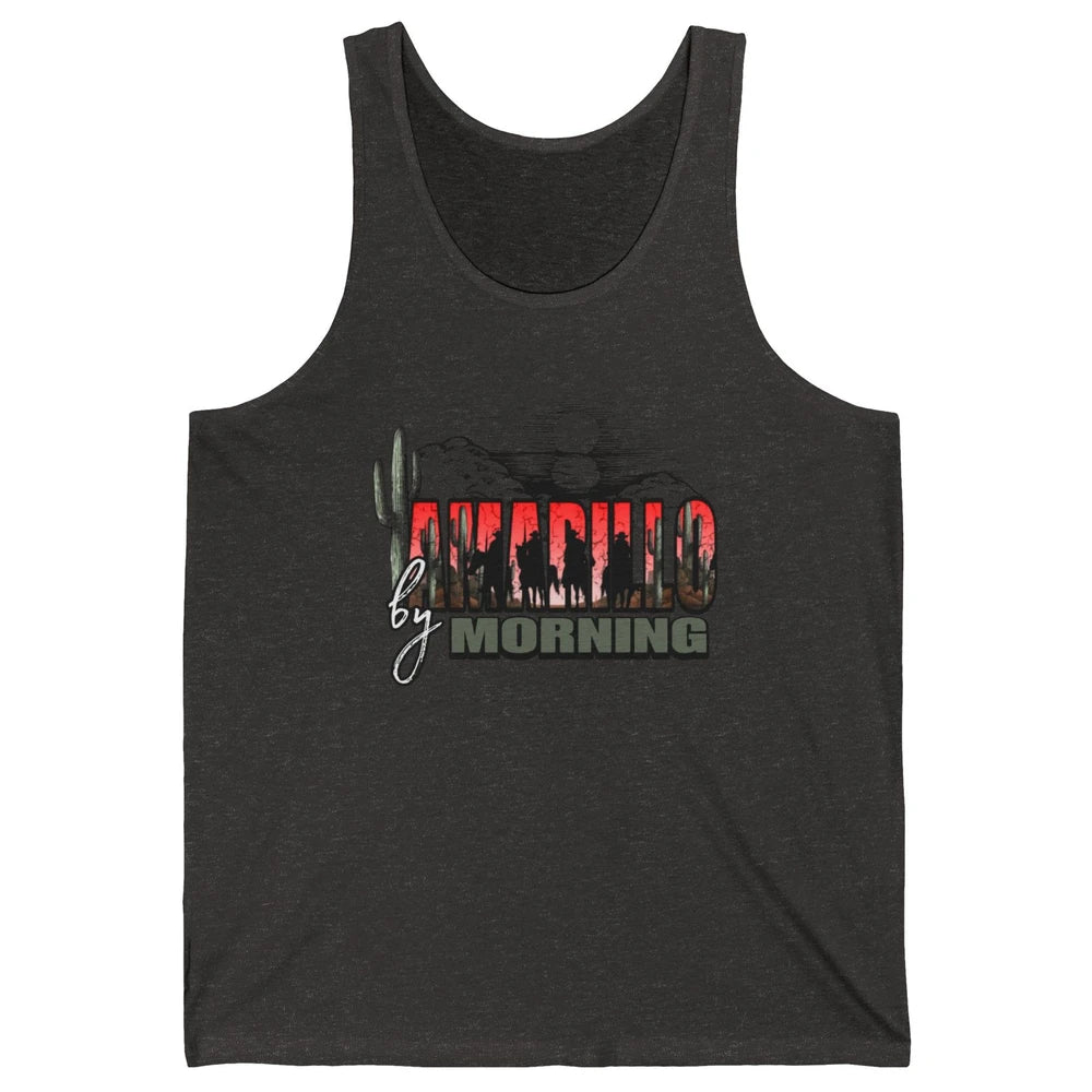 Retro Desert Sunset Amarillo By Morning Western Cowboy Unisex Jersey Tank
