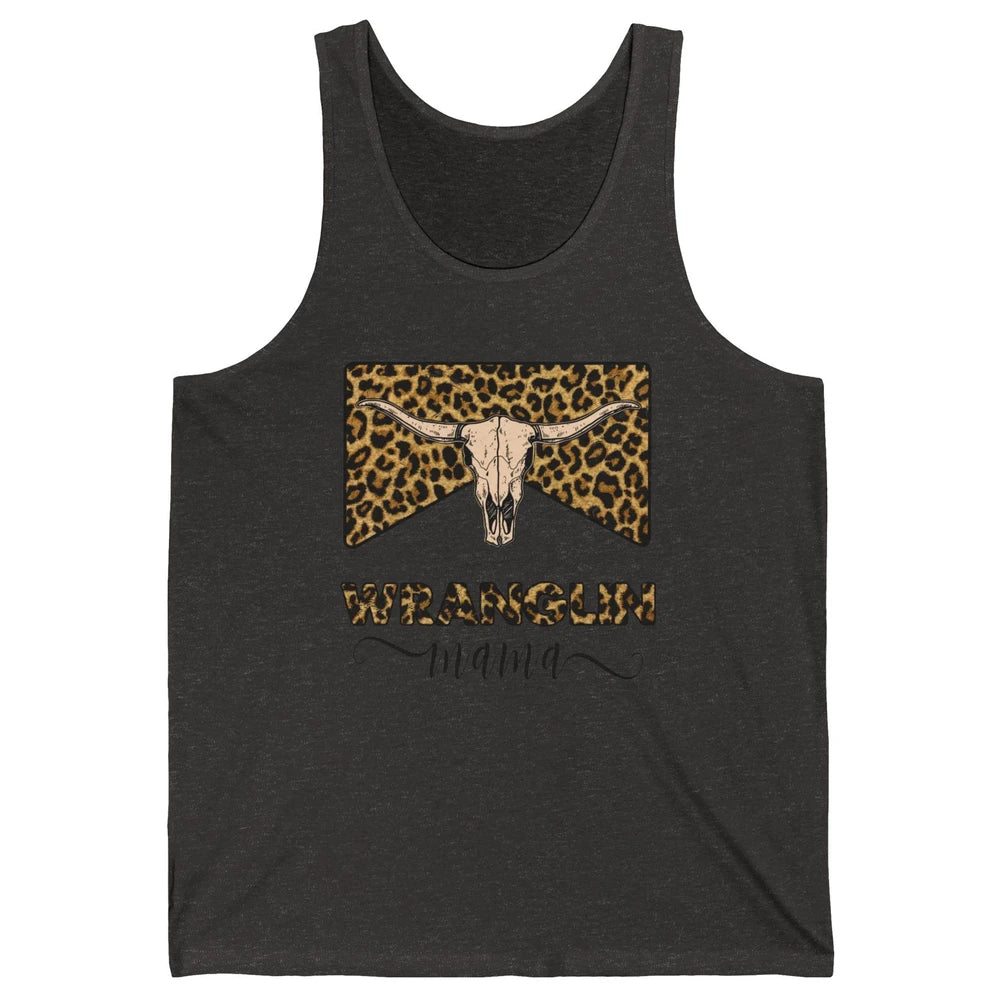 Retro Leopard Bull Skull Wrangling Mama Western Country Girl Unisex Jersey Tank