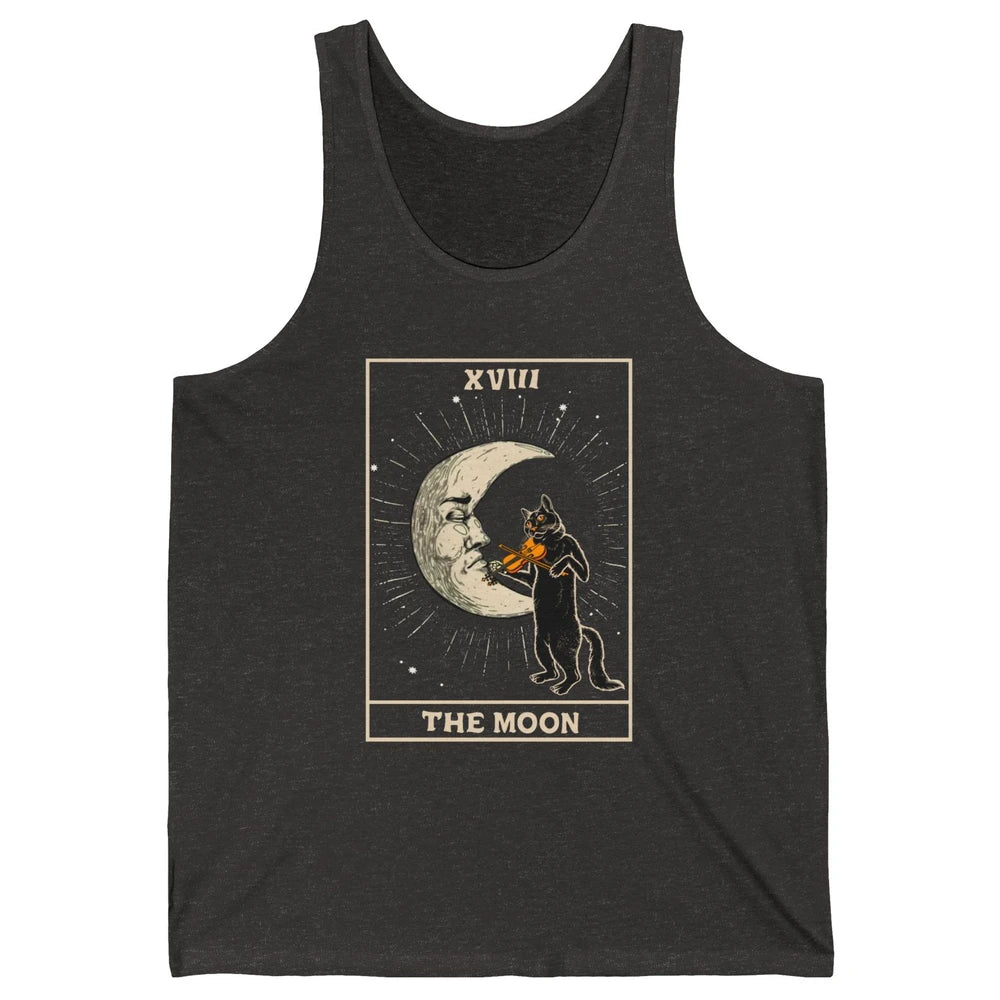 Retro Halloween Cat Guitarist The Moon Tarot Card Witchcraft Unisex Jersey Tank