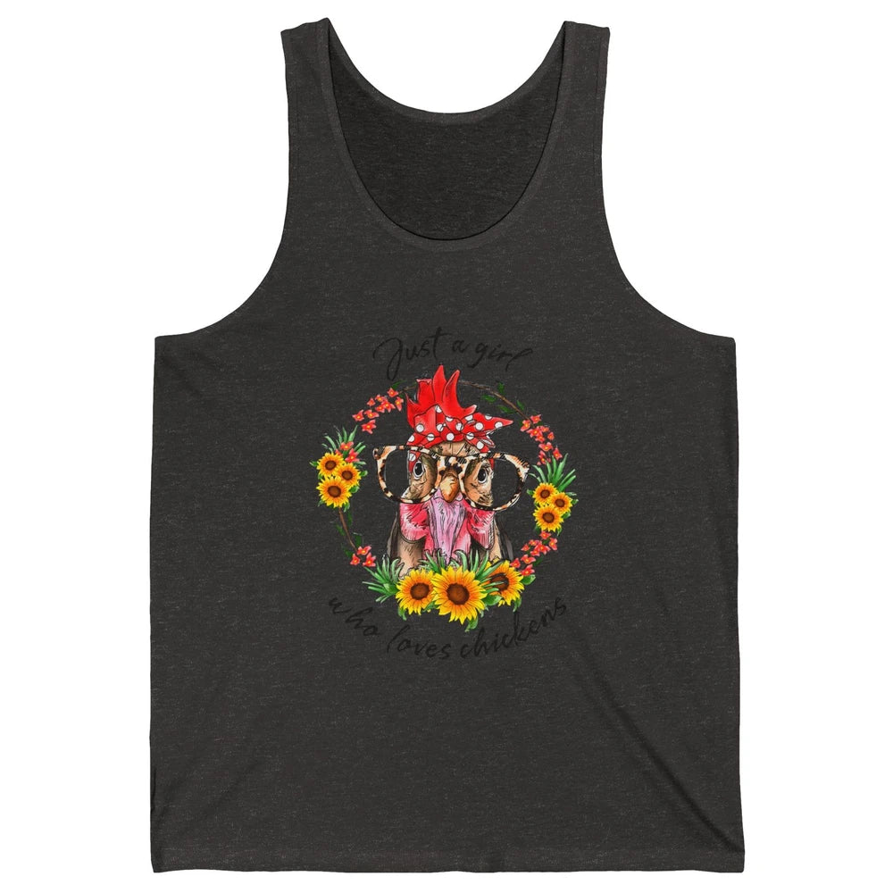 Retro Just Girl Loves Chickens Flower Chicken Farm Animal Unisex Jersey Tank