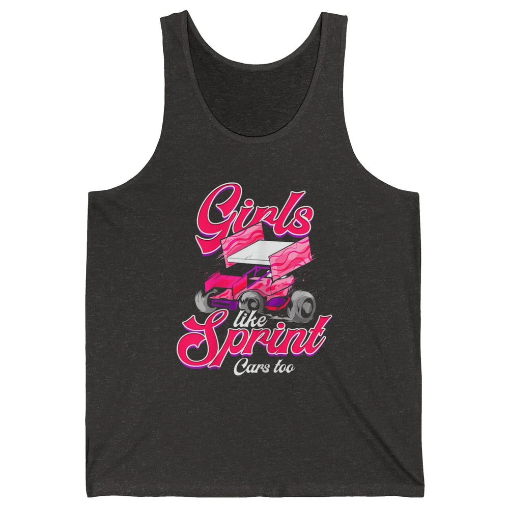 Racing Dirt Track Girls Like Sprint Car Too Race Truck Retro Unisex Jersey Tank