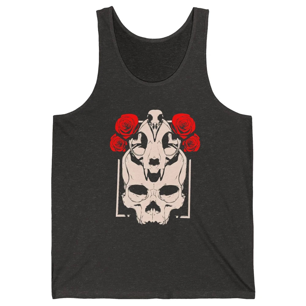 Mystical Skulls Gothic Witch Floral Grunge Magic Occult Edgy Unisex Jersey Tank